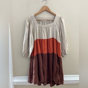Umgee Women's Mini Dress, Brown/Orange/Tan, Size XL